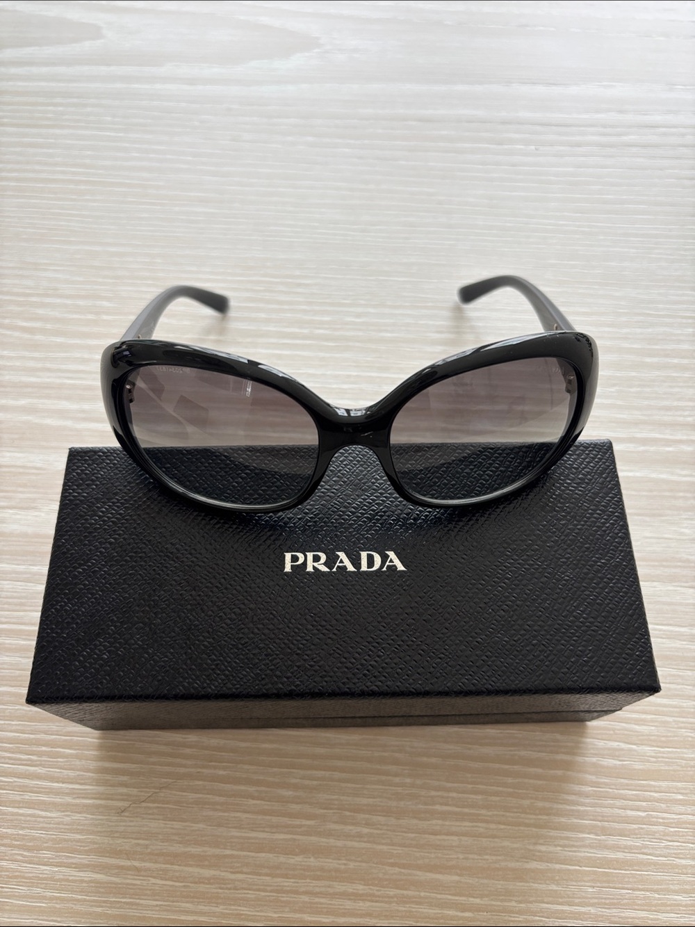 Prada Black Oversized Rounded Women's Sunglasses - Picture 7 of 8